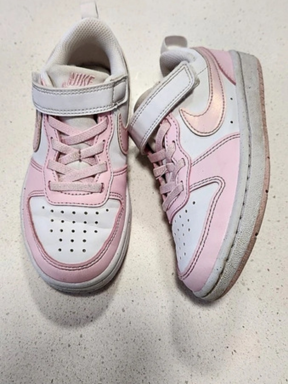 Nike Court Borough Low 2 Pink & White Sneakers Girls US 11C